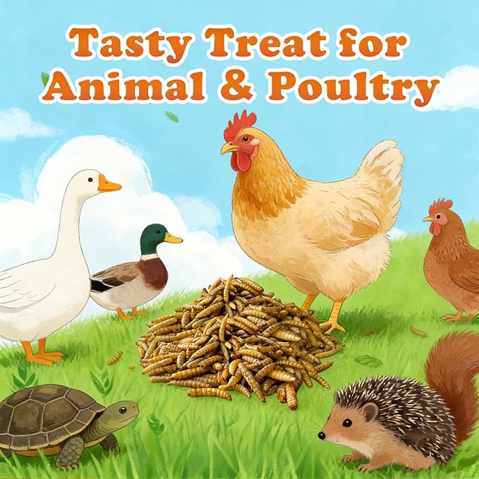 5.5 LBS Dried Black Soldier Fly Larva/Dried Mealworms - 100% Natural BSF Larvae - 85XMore Calcium Than Mealworms - High Calcium Treats for Chickens, Birds, Reptiles, Hedgehog, Geckos, Turtles- 5.5 LBS