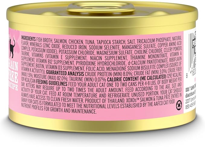 I AND LOVE AND YOU XOXOs Wet Cat Food - Salmon + Tuna Pâté - Grain Free, Filler Free, 3oz Pack of 24 Cans