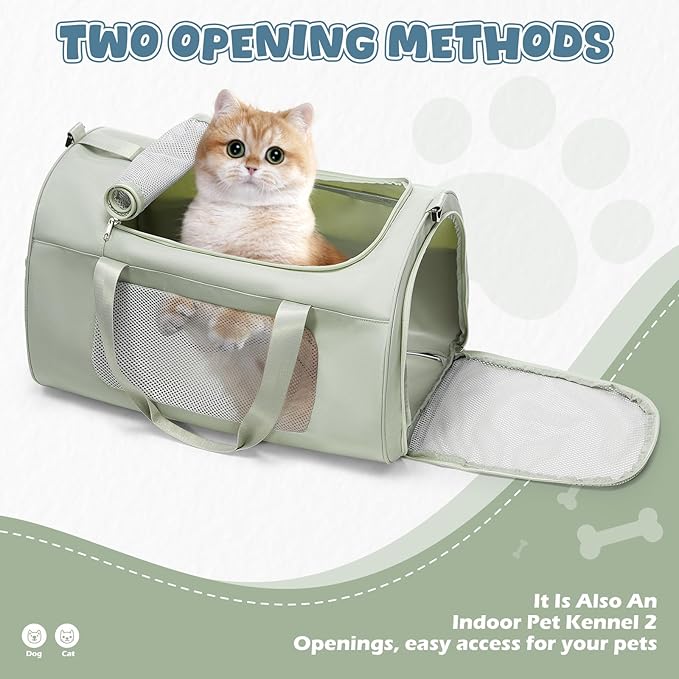 Large Cat Carriers Dog Carrier Pet for Small/Medium Cats Dogs Puppies,Soft-Sided Cat Bag Airline Approved,Carry Up to 20 Lbs,Green