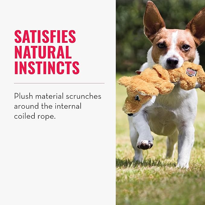 KONG - Scrunch Knots Squirrel - Internal Knotted Ropes and Minimal Stuffing for Less Mess - For Medium/Large Dogs