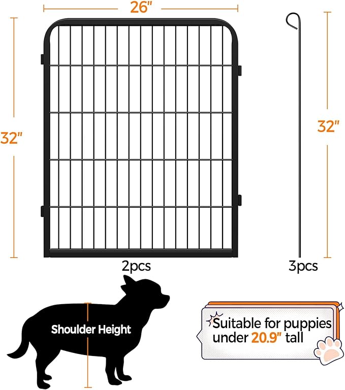 Topeakmart Dog Playpen Outdoor Puppy Exercise Pen Indoor Portable Pet Fence for Yard/RV Camping, 32 Inch 4 Panels