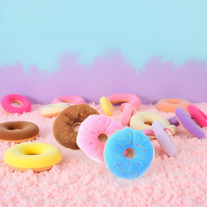 Multicolour Pet Toy Donut-Shape Squeaky Squeaker Puppy Dog Pet Cat Kitten Sound Chews Toy Random Color Sturdy and Practical Simple and Sophisticated Design Pet Supplies