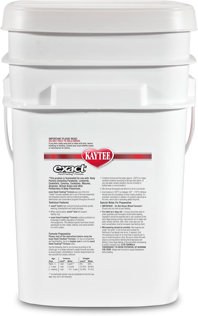 Kaytee Exact Hand Feeding For Baby Birds, 22 Lb Bucket