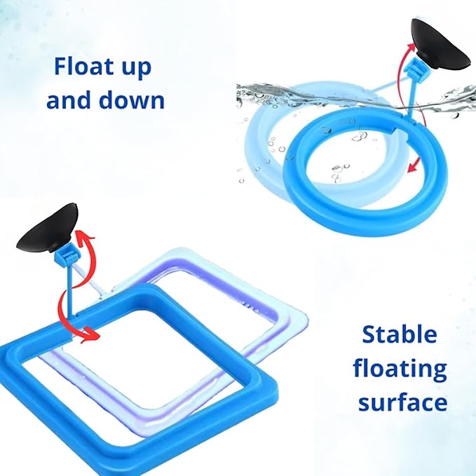 4 Pcs Turtle Tank Accessories Fish Feeding Ring, Turtle Feeding Ring, Fish Food Holder Aquatic Toys for Turtles Tortoise Goldfish Guppy Koi Puffer, Tortoise Habitat Accessories (Blue Black)