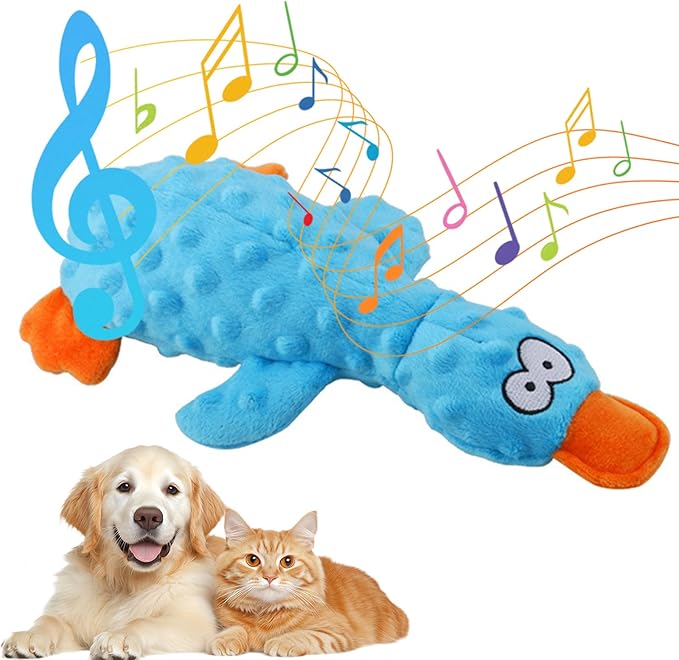 Calming Duck for Dogs, Interactive Squeaky Dog Chew Toy with Built-in Squeaker, Stuffed Duck Dog Squeaky Toy to Keep Them Busy for Small, Medium & Large Dogs Cats