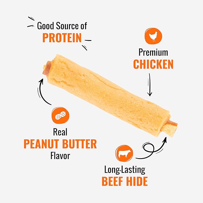 GOOD 'N' FUN Triple Flavor Mini Ribs with Peanut Butter Flavor Chews for Dogs, 8 Ounces, Treat Your Small Dog to Long-Lasting Chews Made with Chicken and Beef Hide