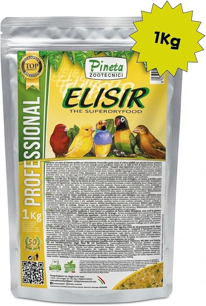 Elisir is an Egg Paste High in Protein and Fat Ideal for Canary, Finch and Pigeon, Bird Food, Egg and Seed Based Food, Food for Chicken and Poultry, Pet Food, 1Kg Bag