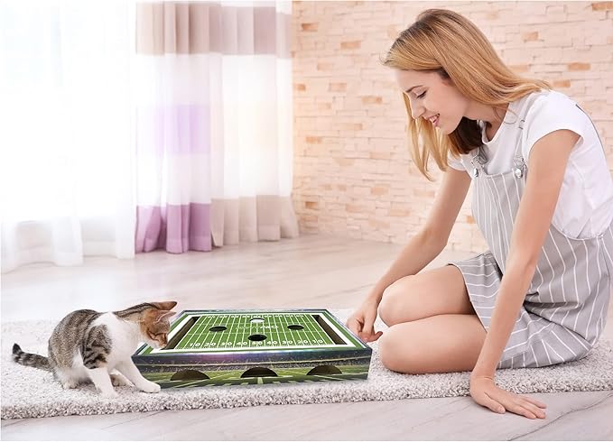 Pets First NCAA Mississippi Ole Miss Rebels Cat Scratcher Box, Game Day Cat Toy, NCAA Football Field Designed Cat Scratcher and Lounge, Stimulating Cat Game