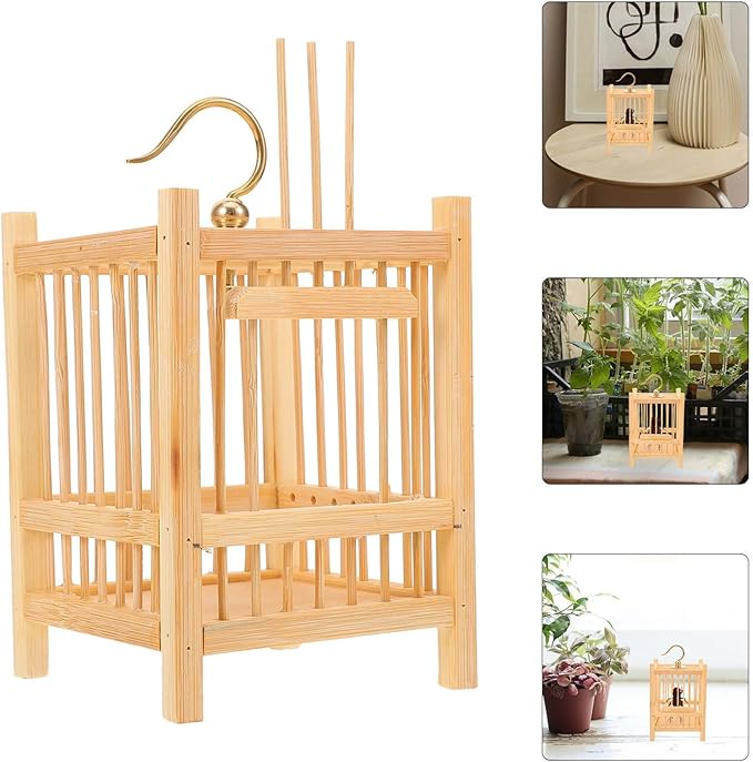 WOONEKY Compact Cricket Cage Mini Storage Holder Bamboo Mesh Nest Box for Boys and Girls Nature Learning