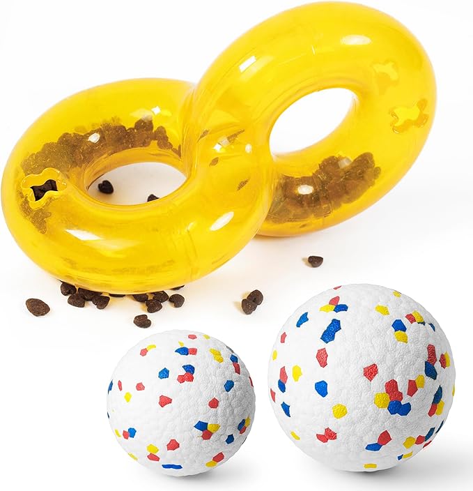 Moonorange Dog Pet Food Treat Feeder Chew Tooth Cleaning Ball Dog Toy Ball, Nontoxic Bite Food Ball Dogs Cats Training Exercise Toy, Exercise Game IQ Training Ball-Feeder Toy (with White Ball)