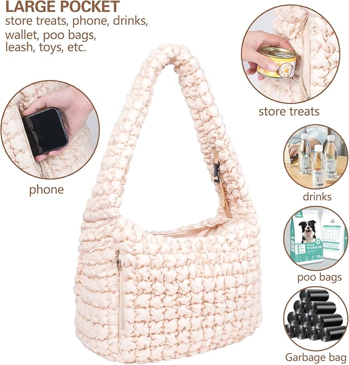 Small Pet Carrier Sling, Hands-Free Carrier for Dogs and Cats with Safety Leash