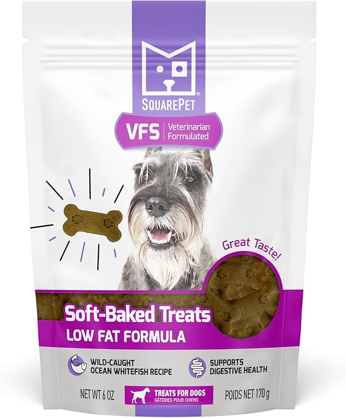 SquarePet VFS Low Fat Soft-Baked Dog Treats 6oz – Ocean Whitefish, Low Fat Formula for Digestive Support – Omega 3 with DHA/EPA – Limited Ingredient – All Natural – Made in USA