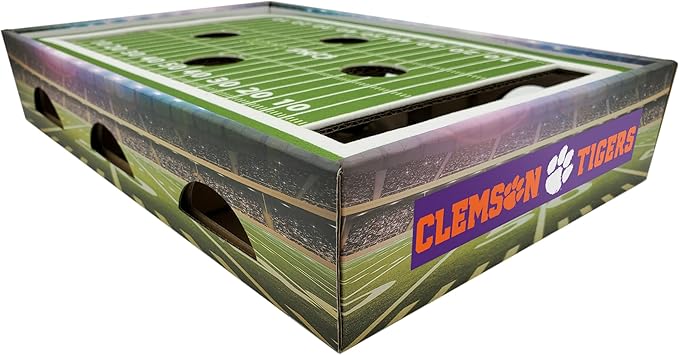 Pets First NCAA Clemson Tigers Cat Scratcher Box, Game Day Cat Toy, NCAA Football Field Designed Cat Scratcher and Lounge, Stimulating Cat Game