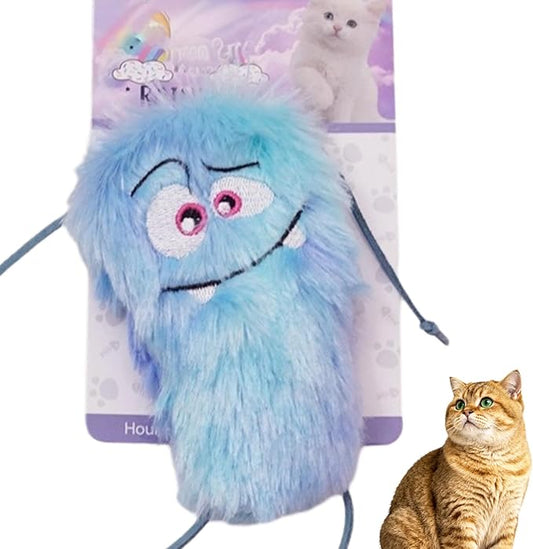 Cute Monster Plush Catnip Toy Interactive Soft Chew Plush Catnip Toys for Indoor Cats and Kittens 3.9" (Blue)