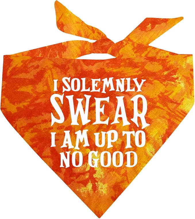 I Solemnly Swear I Am Up to No Good Dog Bandana (Orange Scrunch, OS 1101)