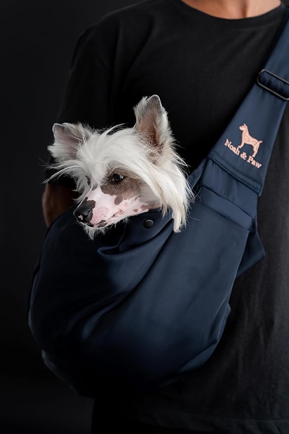 Noah & Paw Dog Sling Carrier for Small Dogs 5-18lb, Dog Sling for Small Dogs and Cats, Dog Carrier with Adjustable Padded Strap, Premium Twill, Lined with Fur, Double Safety Feature, Machine Washable