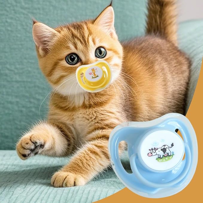 4Pcs Pet Pacifiers for Dogs Cats, Silicone Calming Pacifier, Cute Puppy Kitten Suckling Soother, Soothing Companions Chew Toys, Animals Teething Supplies for Bedtime Naptime Travel Chewing