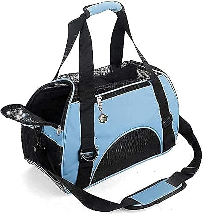 ZaneSun Cat Carrier,Soft-Sided Pet Travel Carrier for Cats,Dogs Puppy Comfort Portable Foldable Pet Bag Airline Approved (Small Blue)