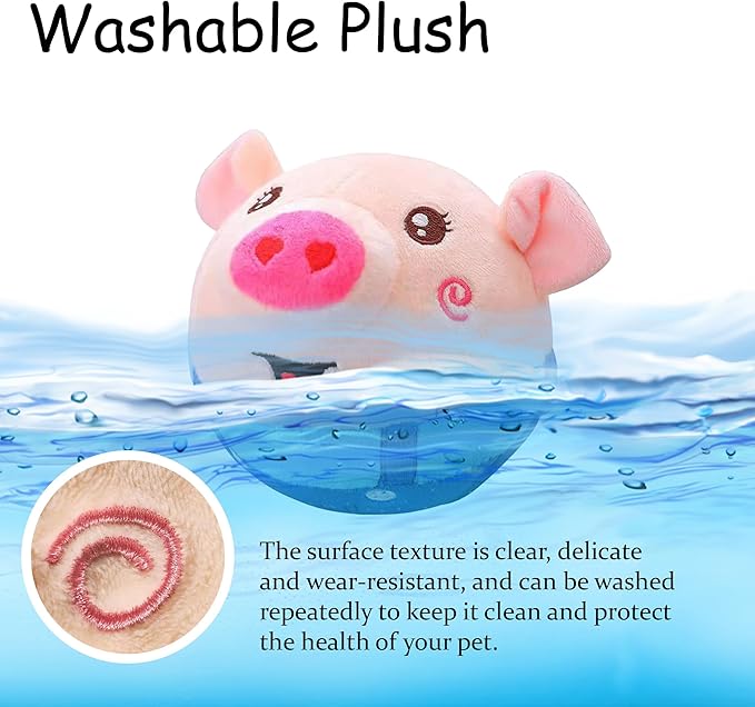 Generic 2024 New Update Cute Active Moving Pet Plush Toy, Interactive Dog Toys Squeaky Rolling Moving Talking Ball Toy, Washable Cartoon Pig Plushies, Bouncing Music Toy for Dogs Cats (Hamster)