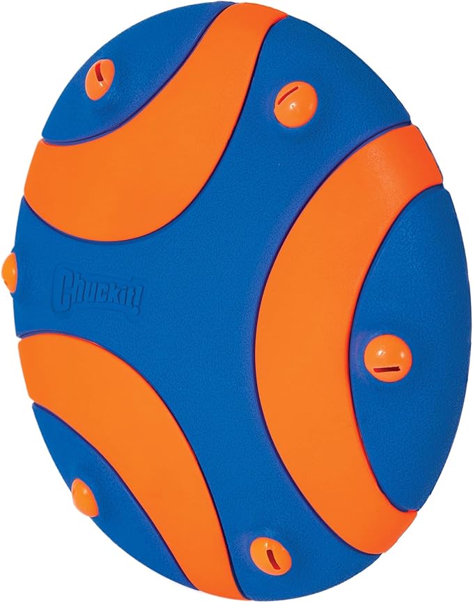 Chuckit! Whistle Flight Outdoor Dog Fetch Toy, Orange/Blue, 10.6" x 1.2" x 11.1", For Medium to Large Dogs