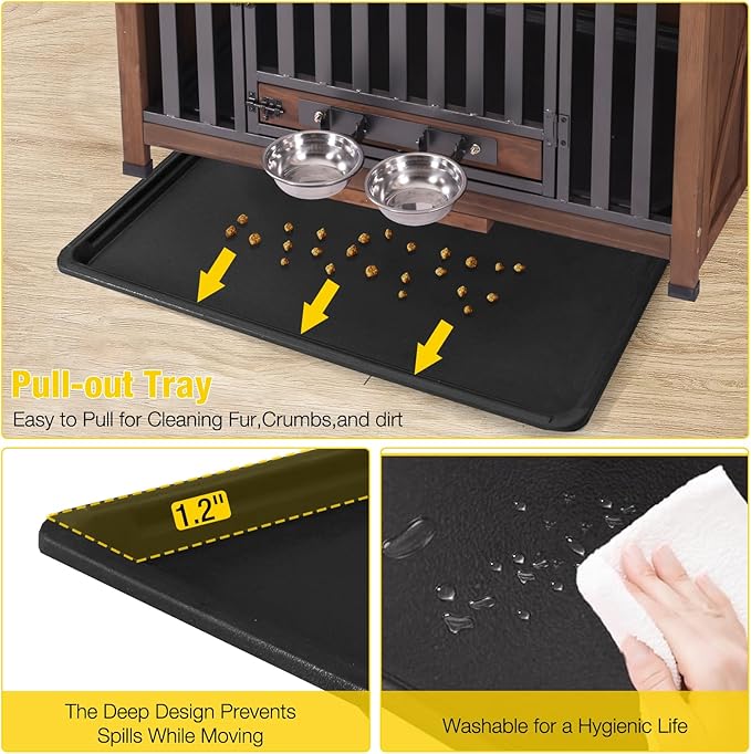 Aivituvin Dog Crate Furniture Dog Kennel Indoor for Small & Medium Dogs Portable Heavy Duty Dog CrateEnd Table, Dog House with Large Opening Roof