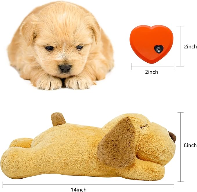 HonourHope Dog Heartbeat Toy for Anxiety Relief, Soft Plush Pet Calming Puppy Behavioral Training Aid, Companion Pillow for Dogs, Cats, and Kitties