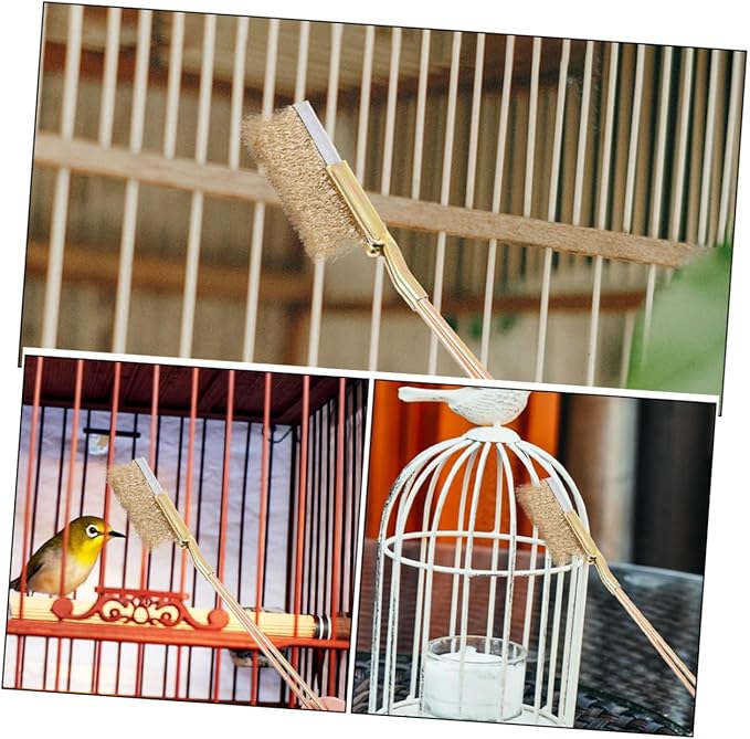 POPETPOP 1set Bird Cage Cleaning Brush Sturdy Steel and Copper Wire Bristles for Deep Scrubbing of Bird Cage Bases and Accessories Ergonomic Handle for Comfortable Use