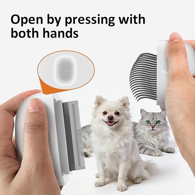 2-in-1 Cat Comb - Soft Pet Brush for Grooming, Metal Flea Comb for Hair Removal & Detangling Mats, Portable Comfortable Tool for Indoor Long & Short Haired Pets