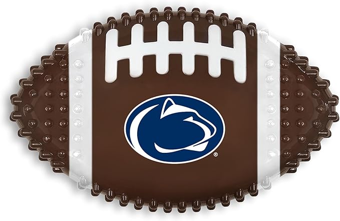 NCAA Penn State Nittany Lions Mega-Chew Hard Nylon Bacon-Flavored Dog Bone Football Chew Toy. Interactive Tasty & Fun Dog Chew Toy. Indestructible Strong Durable Tough Dog Toys for Aggressive Chewers