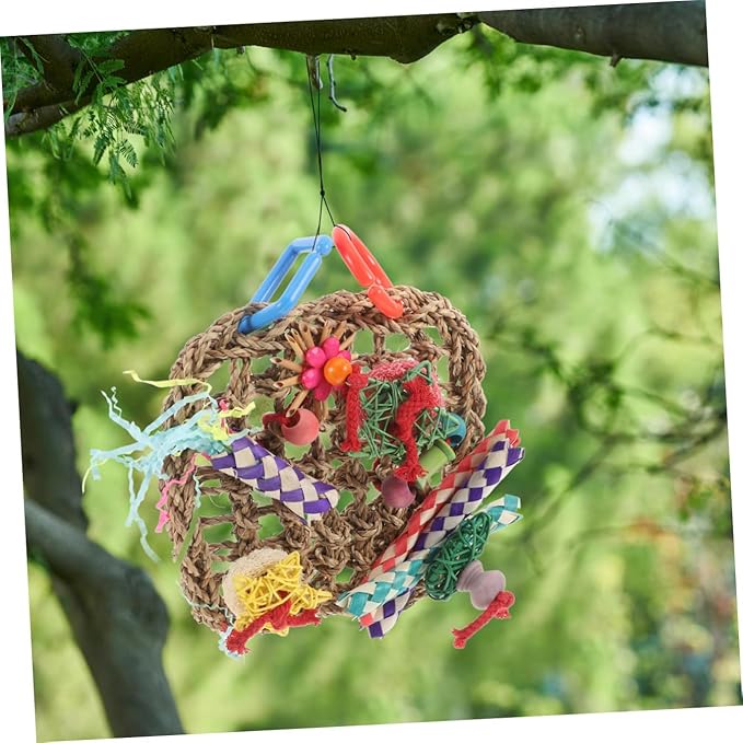 Bird Foraging Wall Edible Seagrass Woven Climbing Hammock Mat for Parrots Parakeets Macaws Safe Chewing and Shredding for Birdcages