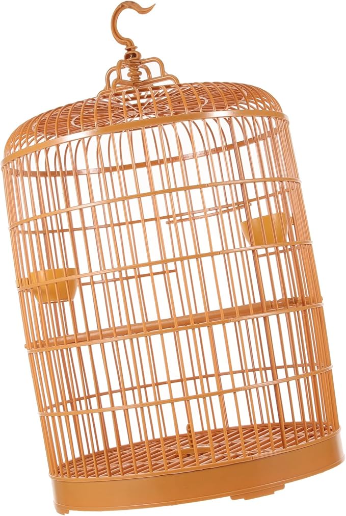 ULTECHNOVO Decorative Hanging Plastic Bird Cage Round Dome 30cm, Small Pet Cage for Parakeets Cockatiels and Lovebirds, Suitable for Indoor Display and Pet Birds