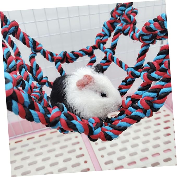LIOOBO 2Pcs Bird Hammock Net for Parrots Hamsters Portable Hanging Bed Bird Cage Easy to Install Promotes Exercise Coordination for Pets