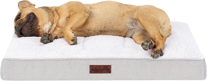 Furhaven Cooling Gel Dog Bed – Classic Cushion with Plush Tufted Top, Supportive Foam Mattress, Removable Washable Cover, Joint Relief - Gray, Medium
