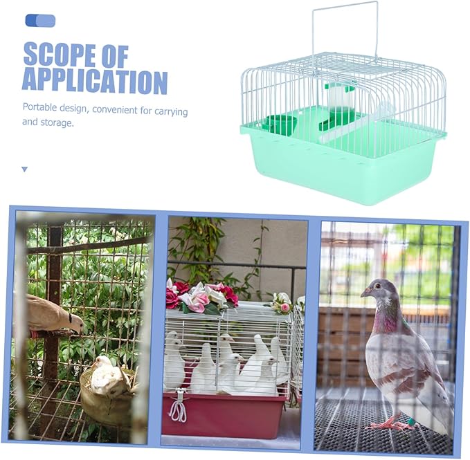 Portable Spacious Bird Carrier Cage for Parrots and Lovebirds with Perch Food Tray Water Dispenser Lightweight Abs Iron Carrier for Outdoor Use Random Color