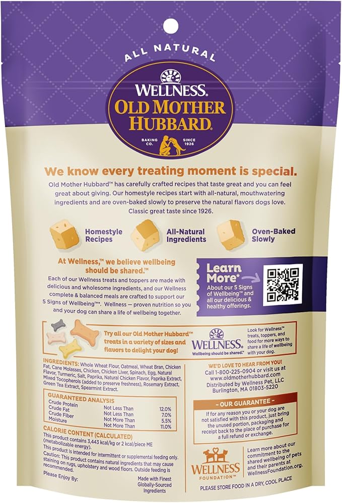 Wellness Old Mother Hubbard Training Bitz Assorted Mix Dog Treats, Natural Biscuits, 3 Flavors, 8 oz Bag