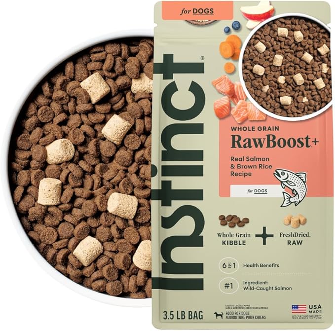 Instinct RawBoost, Natural Dry Dog Food with Freeze-Dried Pieces, Whole Grain Recipe - Real Salmon & Brown Rice, 3.5 lb. Bag