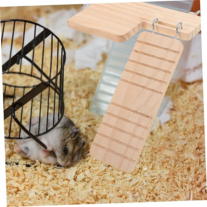 LIOOBO Hamster Cage Hanging Plaything Wooden Platform Toy Pet Ladder Stand Bird Cage Accessory