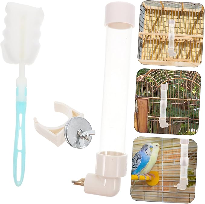 HEMOTON 1set Automatic Parrot Drinking Device and Water Feeder External Bottle for Small Animals Easy Installation Space-Saving Design for Pet Bird Cages