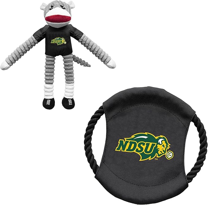 Littlearth NCAA Unisex NCAA Sock Monkey and Flying Disc Pet Toy Combo Set