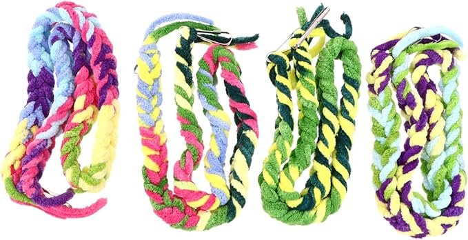 Mipcase 4pcs Hamster Suspension Bridge and Parrot Stand Rod Set with Cotton Climbing Rope and Swing Hammock, Colorful Bird Cage Accessories for Small Birds and Pets Random Color