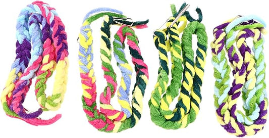 Mipcase 4pcs Hamster Suspension Bridge and Parrot Stand Rod Set with Cotton Climbing Rope and Swing Hammock, Colorful Bird Cage Accessories for Small Birds and Pets Random Color