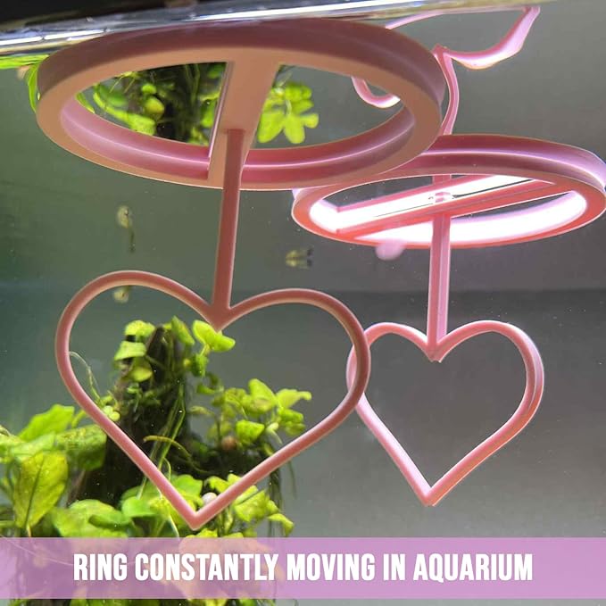 Floating Heart Betta Training Ring, Heart Active Betta Training Ring, Floating Feeder, Enrichment Toys for Aquarium Decor, Pink, 3.8in x 3.7in (Pink, Pack of 2)