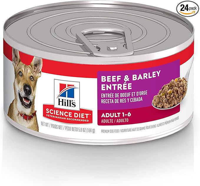 Hill's Science Diet Adult 1-6 Wet Dog Food, Beef & Barley, 5.8 oz. Cans, 24-Pack