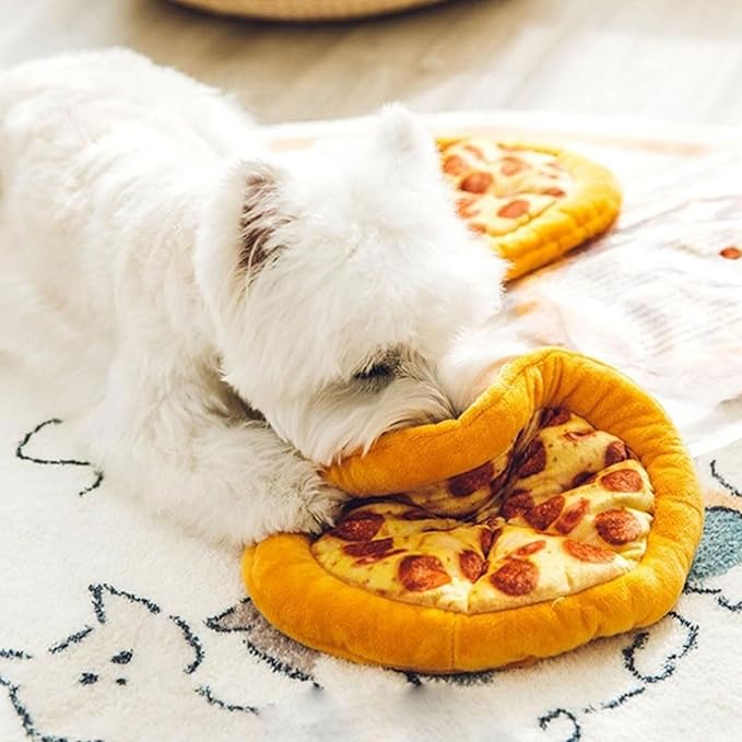 Chew Friendly Plush Pizza Pet Toy for Dog and Cats Realistic Pizza with Squeaker Perfect for Indoor Interaction Play Interaction Toy