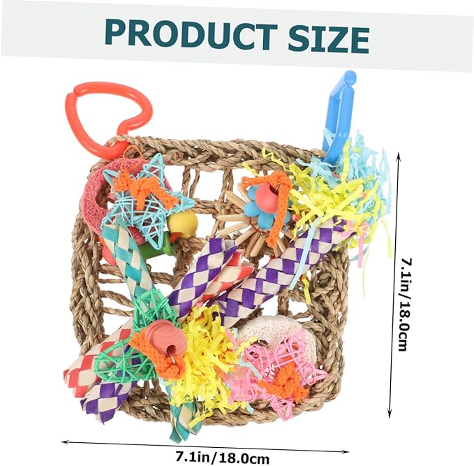 VANZACK Edible Seagrass Bird Foraging Wall with Built Hook Woven Climbing Hammock Mat for Parrots Cockatiels Parakeets Safe Chewing for Birdcage Hanging and Anti-Biting Play