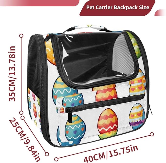 Happy Easter Eggs (3) Cat Carrier Backpack,900D Wear-Resistant Oxford Fabric, Dog Carrier Cat Backpacks Suitable for Travel
