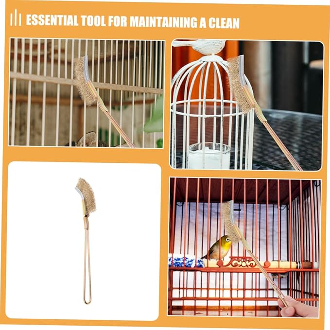 Balacoo 1Set Bird Cage Cleaning Brush Set Durable Ergonomic Handle Bristles for Cleaning of Parakeet Cages and Small Animal Habitats Cage Care Tool