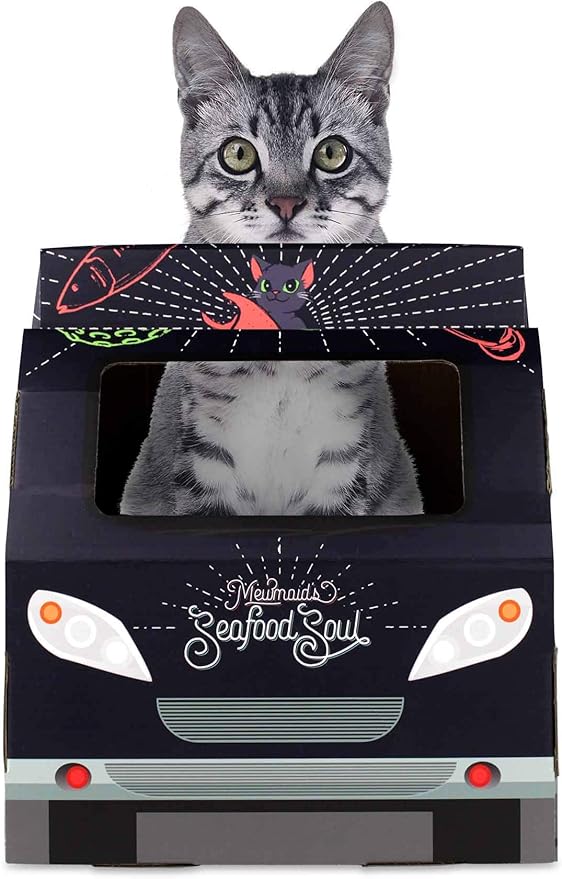 American Cat Club Cat House with Scratcher & Catnip Included - Food Truck