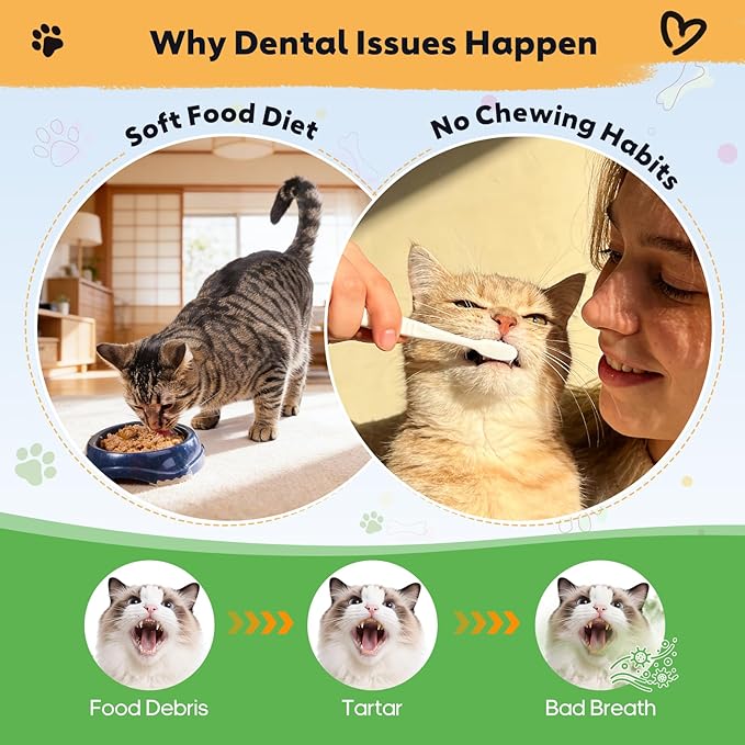 10 oz Cat Fresh Breath Dental Treats - Crunchy Dental Chews for Cats Teeth Cleaning Snacks with Brown Algae & Tea Polyphenols, Tartar Control Cat Oral Care Bites for Healthy Teeth & Gums