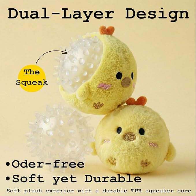 Fluffy Squeaky Pet Balls for Small Dogs and Cats (4, Multicolor)